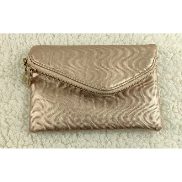 Wristlet by Urban Expression Gold Three-Way Clutch Certified Vegan Evening or Da - Picture 14 of 15